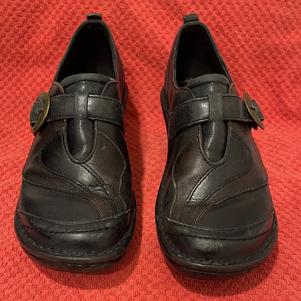 Josef Seibel Dark Leather Loafers with Brass Button
